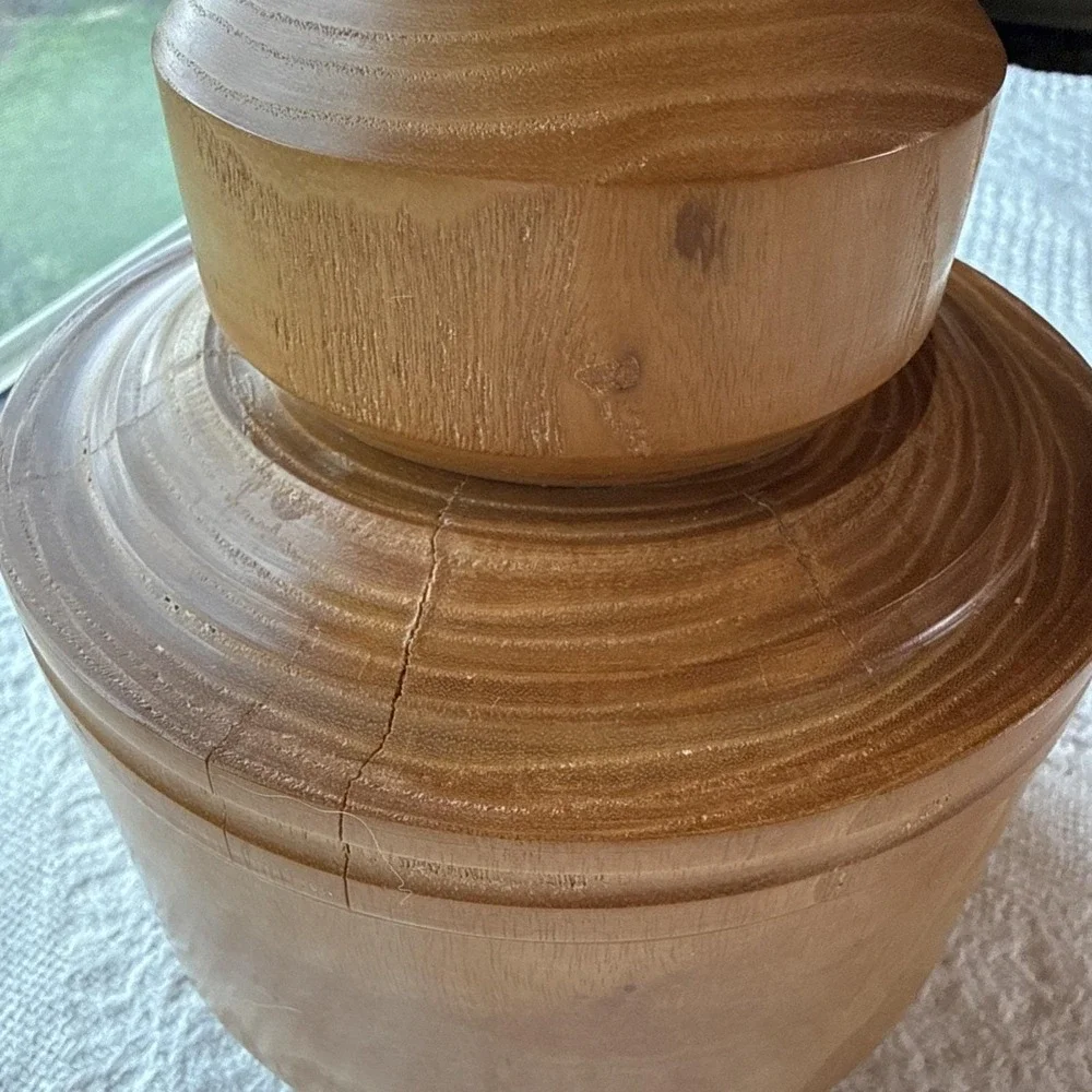 Vintage Hand Turned Wooden Bowl‎ Trinket Box w/Lid Mid Century 6.0 X 5.5